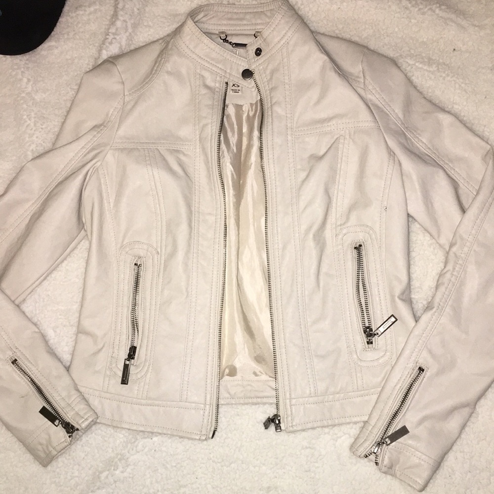 Vegan white leather jacket